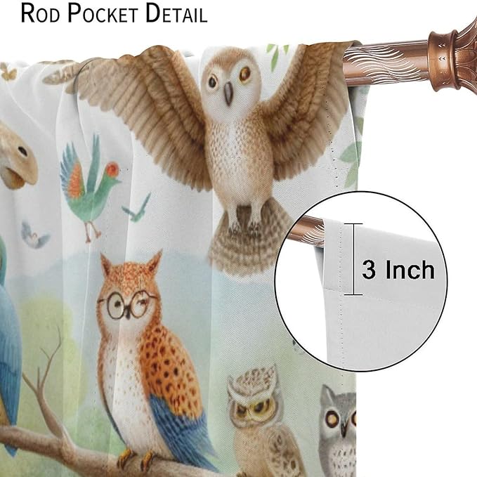 Kids Animals Curtain Cartoon Western Wildlife Flamingo Elephant Giraffe Window Treatment for Baby Children Bedroom Living Room 63" W X 63" L