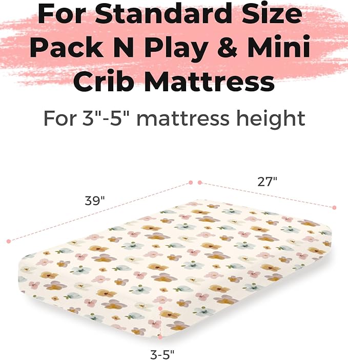 Pack and Play Sheets 2 Pack, Fitted Jersey Knit Mini Crib Sheets for Baby Boys and Girls, Compatible with Graco Pack N Play and Mini Crib Mattress (Nemo Dots, Pack N Play/Mini Crib Sheets)