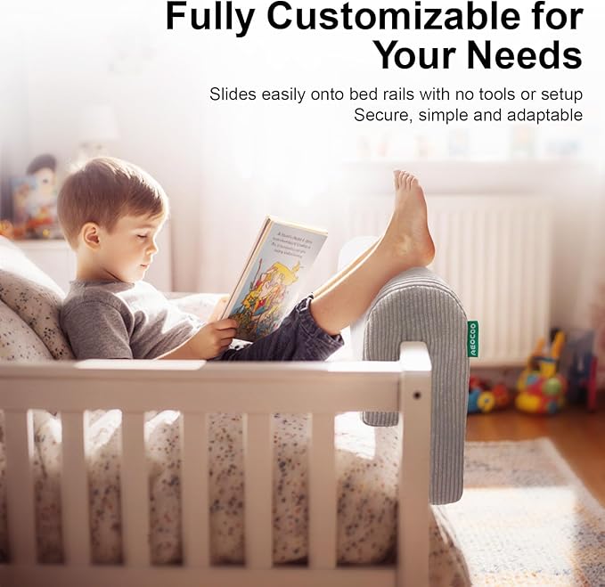Bed Rail Bumpers Protector, Hospital Bed Rails Padding, Loft Beds and Bunk Beds Bumpers Protector, Premium Soft Memory Foam - Anti-Bump | Fall Prevention, Size 27.6 x 5.5 x 11.8 Inches, Gray