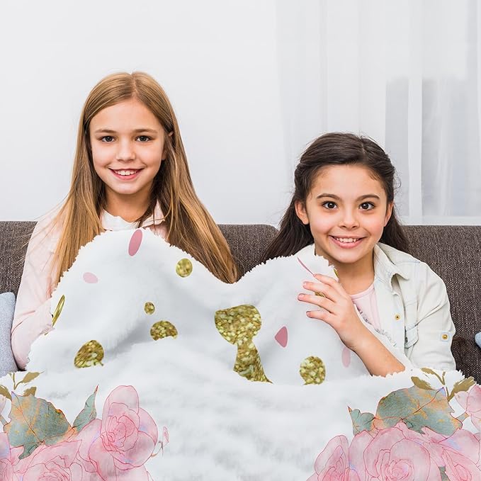 Ship Next Day, Personalized Baby Blanket For Girls, Custom Baby Receiving Blanket With Name, Newborn Swaddle Toddlers Blankets, Customized Crown Flower Kids Blankets For Babies Shower Birthday Gifts