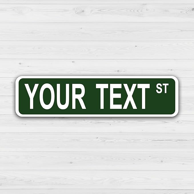 Personalized Street Sign & Road Sign for Kids - Custom 16x4 in Metal With Your Own Text, Size & Color - Ideal for Kids Room, Mancave Decor for Dad or Mom, Outdoor Garden
