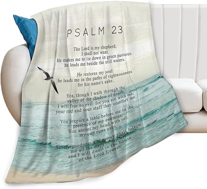 Tijuboni Psalm 23 Throw Blanket Christian Religious Gifts for Women Men Girls Boys Kids Adults Soft Flannel Fleece Blanket for Couch Sofa Bed Home Decor 40"x50"