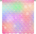 Mermaid Curtains, Kids Cartoon Watercolor Sea Animals Mermaid Princess Scales Pattern Print Living Room Decoration for Kids Girls Bedroom Nursery 63x72 Inch