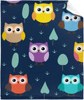 Thuswarm Cute Colorful Owl Flannel Blanket for Autumn Winter Gifts Warm Cozy Soft Funny Print Throw for Bed Couch Sofa 80”×60” Large for Adult