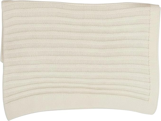 Baby Knit Blanket, 100% Cotton Ribble Patterns, Soft, Cozy, Lightweight Swaddle for Newborn & Infant Swaddling Beige Neutral, Perfect Baby Shower Ideas Cream 30x40
