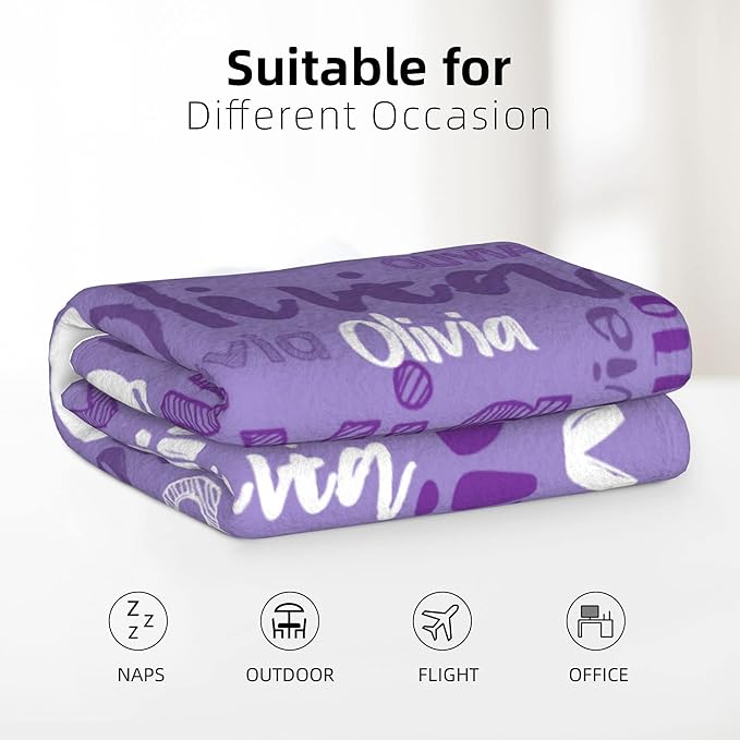 Dr.TOUGH Personalized Blankets with Name Customized Baby Blankets for Girls Boys Adults Monogrammed Blankets and Throws Christmas Birthday Mothers Fathers Valentines Day Gift (Lilac,50''×60'')