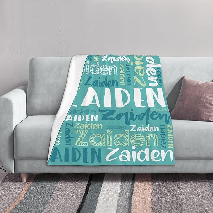 Dr.TOUGH Personalized Blankets with Name Customized Baby Blankets for Girls Boys Adults Monogrammed Blankets and Throws Christmas Birthday Mothers Fathers Valentines Day Gift (Mint Green, 40''×50'')