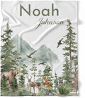 Personalized Woodland Baby Blanket with Name, Custom Name Blanket for Boy, Printed in USA, Super Soft Blankets for Newborn, Customized Gifts for Baby Shower Birthday Christmas