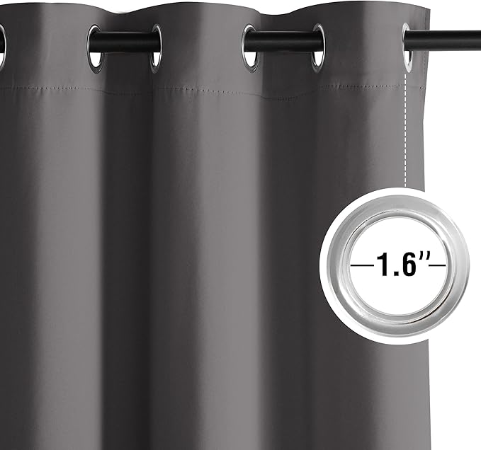 NICETOWN Grey Light Blocking Curtains 72 Inches Long 2 Panels for Living Room, Bedroom, Office Thermal Insulated Blackout Drapes Solid Grommet Noise Reducing Window Curtains, W40