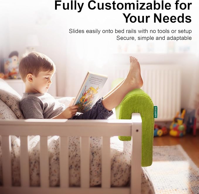 Bed Rail Bumpers Protector, Hospital Bed Rails Padding, Loft Beds and Bunk Beds Bumpers Protector, Premium Soft Memory Foam - Anti-Bump | Fall Prevention, Size 27.6 x 5.5 x 11.8 Inches, Green
