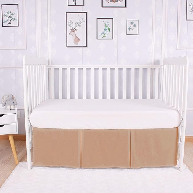 Box Pleated Crib Bed Skirt Premium 100% Cotton 800 Thread Count Nursery Crib Toddler Bedding Crib Bedskirt for Baby Boys or Baby Girls, (28" x 52") + 14" Drop Lenght - Blush Solid