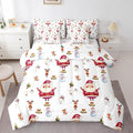 Feelyou Christmas Bed Set Cute Snowman Santa Claus Kids Decorations Bed in a Bag Boys Girls Bear Rabbit Comforter Set with Sheets Christmas Bells Design White Bedding Set Bedding Queen Size