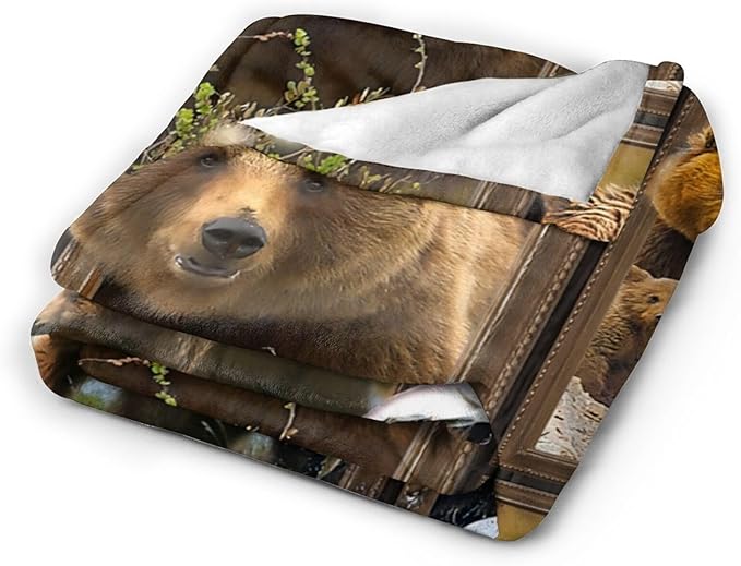 Tijuboni Bear Throw Blanket Bear Gifts for Girls Boys Women Men Kids Adults Soft Flannel Fleece Blanket for Couch Sofa Bed Home Decor 50"x60"