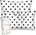 Silk Pillowcase 2 Pack - Pillow Cases 20" x 30" Queen Size Set of 2 for Hair and Skin Smooth Soft Breathable with Hidden Zipper Cooling Pillow Covers for Sleeping, White Black dot