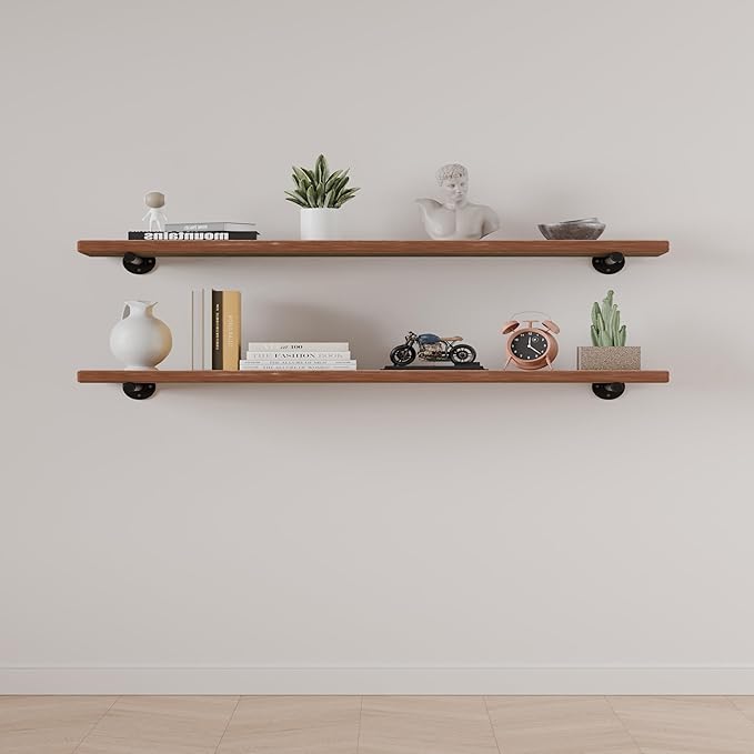 IEO Floating Shelves for Wall Shelf 48 inches X 11.8" Extra Width Long Farmhouse Bathroom Decor Bedroom Kitchen Shelves Living Room Wall Mounted Set of 2, Rustic Brown