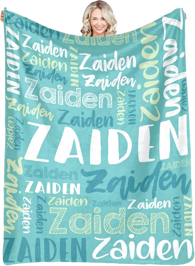 Dr.TOUGH Personalized Blankets with Name Customized Baby Blankets for Girls Boys Adults Personalized Name Blanket for Kids Adults (Mint Green,60''×80'')