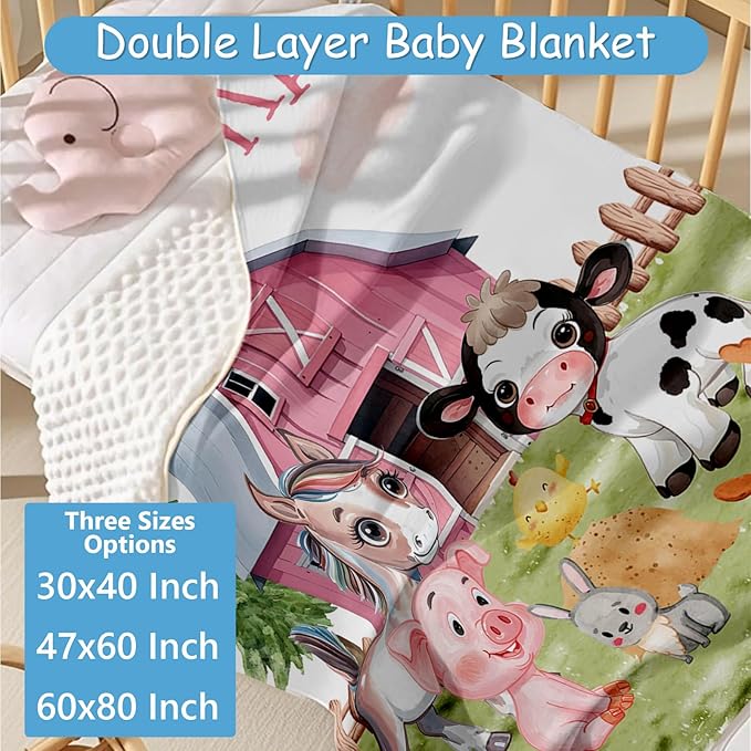 Personalized Baby Crib Bedding Set, 5 Pcs Custom Name Nursery Bedding Set for Baby Boys Girls, Farm Animals Crib Set, Double Layer, Toddler Crib Bedding, Infant Newborn Customized Gifts