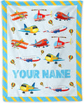 Custom Cute Throw Blanket for Adults - 60" x 80" Inches Airplane Throw Gifts for Boys - Blue Warm Cozy Aircraft Blanket for Bed, Couch, Travel