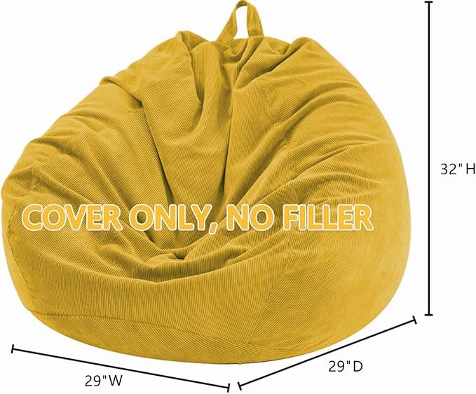 Nobildonna Bean Bag Chair Cover (No Filler) for Kids and Adults,Beanbag Stuffed Animal Storage Without Filling Plush Toys Holder and Organizer Soft Premium Corduroy 200L