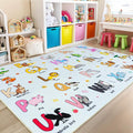 Kids Rugs for Playroom, 8x10 Ft Educational Rug for Learn The ABC Alphabet, Soft Machine Washable Non-Slip Cute Cartoon Animals Carpet for Classroom Toddler Nursery Kids Room Decor, Blue