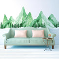 Large Mountain Wall Decals, Teal Green Pine Tree Peel and Stick Vinyl Wall Stickers & Murals, Removable Home Room Wall Decor for Bedroom Living Room Bedroom Classroom Office Nursery