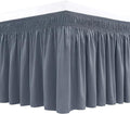 Biscaynebay Wrap Around Bed Skirts for Queen Beds 17" Long Drop, Dark Grey Adjustable Elastic Dust Ruffles Easy Fit Wrinkle & Fade Resistant Silky Luxurious Fabric Solid Machine Washable