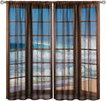 Ocean Beach Curtains,Waves Crashed Beach Hawaiian Seaside Scene Pattern Blackout Print Home Bedroom Living Room Window Treatments 2 Panel Set 42x63 Inch