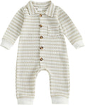 Thorn Tree Baby Boys Clothes Infant Knit Romper Long Sleeve Newborn Outfits Button Closure Onesie Turn Down Collar Jumpsuit