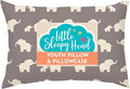 Little Sleepy Head Youth Pillow with Pillowcase 16x22, Soft Jumbo Toddler Pillow & Hypoallergenic Pillowcase - Best Kids Pillows for Sleeping, Perfect Kids Travel Pillow (Elephants Gray)