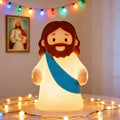 Little Jesus Night Light Mini Jesus Silicone Lamp Dimmable Nursery Nightlight for Kids Rechargeable Bedside Touch Lamp Perfect for Christmas, Easter and Baptism Gifts (Blue)