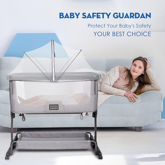 Beberoad Love Bassinet Mosquito Net Cover - Breathable Mesh Canopy with 2-Way Zipper for Baby Cribs, Bedside Sleepers & Travel Cribs (White)