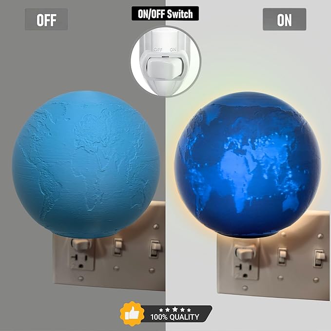 Earth Night Lights | 5" Earth Night Lamp LED Light | 3D Solar System NightLight, Planet Home Décor, Space Nursery, Globe Lamp Kids Room, Space Gift, Birthday Gifts, Bedroom Decorations