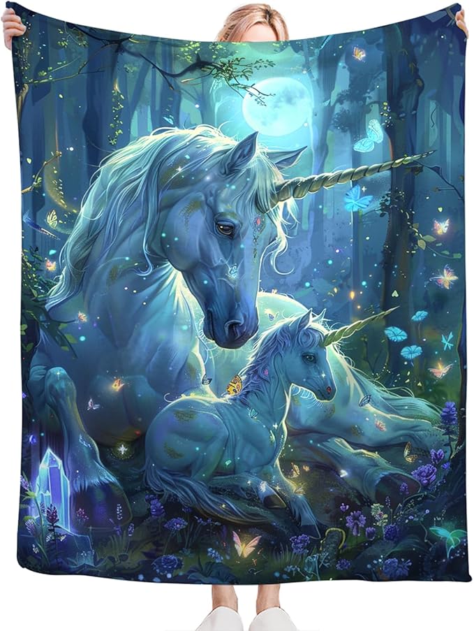 Tijuboni Unicorn Throw Blanket Unicorn Gifts for Girls Women Boys Men Kids Adults Soft Flannel Fleece Blanket for Couch Sofa Bed Home Decor 50"x60"