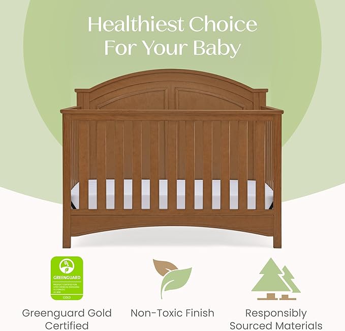 Delta Children Perry 6-in-1 Convertible Crib - Greenguard Gold Certified, Chestnut