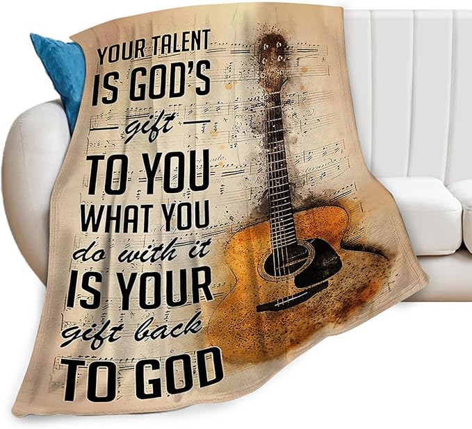 Tijuboni Guitar Music Throw Blanket Guitar Gifts for Girls Boys Women Men Kids Adults Soft Flannel Fleece Blanket for Couch Sofa Bed Home Decor 60"x80"
