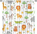 Cartoon Animal Curtains, Safari Woodland Jungle Forest Wildlife Blackout Window Treatments, Rod Pocket Thermal Insulated Drapes 2 Panel Sets for Kids Bedroom Nursery Classroom, 84" W X 84" L