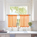 MIULEE 2 Panels Fall Kitchen Tiers Half Window Sheer Curtains-Rod Pocket Voile Drapes for Kitchen Bathroom-Small Windows 29 by 24 Inch Orange