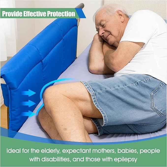 EDWERD Bed Rail Padding Cushion for Clinic & Home - Bedside Bumper Pads for Elderly Adults, Bed Fall Protector & Safety Guard, 31" L × 24" W × 1" H (1)