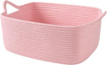 OIAHOMY 19L Woven Basket with Gift Bags and Ribbons, Gift Basket Empty for Baby Showers Birthday, Nursery Bin with Handles for Baby Room Living Room, Pet Toy Bins for Toy Organizer - Pink
