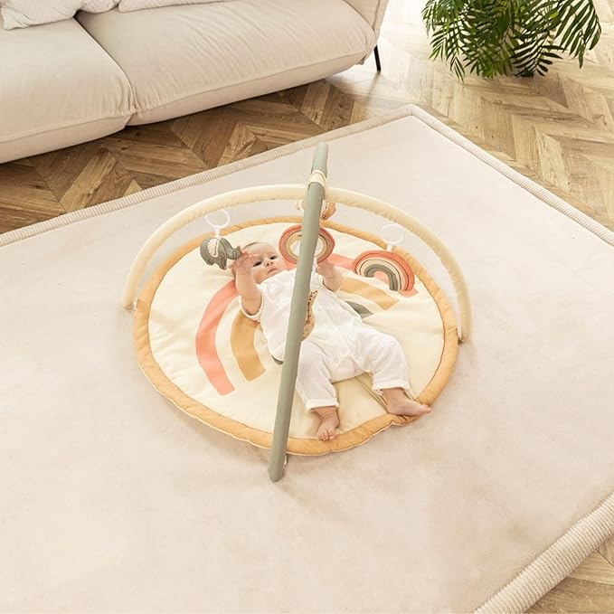 Hakuna Matte Premium Baby Play Mat 60”x 80” Beige – Cloud-Soft Coral Velvet Memory Foam Rug for Crawling & Play – Non-Slip, Water-Resistant, Care Tummy Time Mat – Non-Toxic Padded Playmat