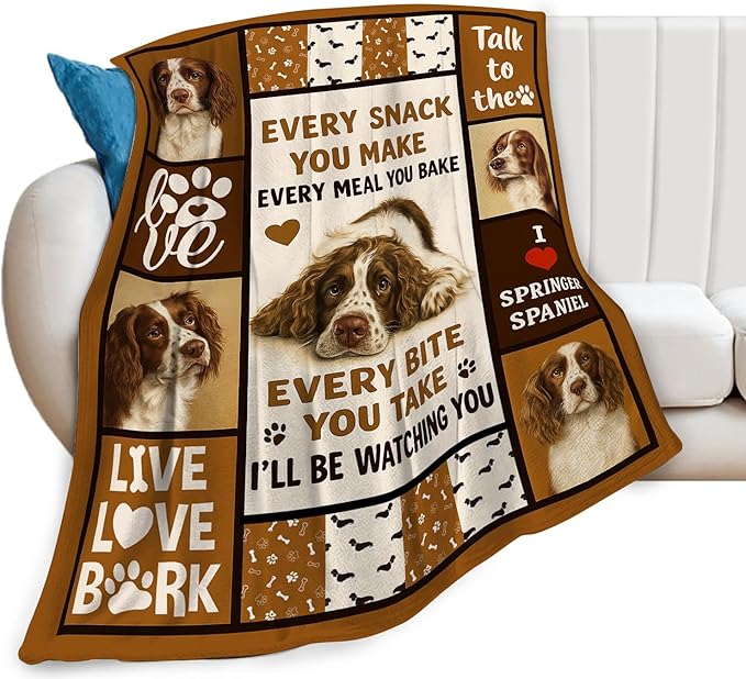 Springer Spaniel Blanket English Springer Decor Throw Blanket Super Soft Flannel Fluffy Plush Cozy Fuzzy Fleece Stuff Blanket Gifts for Dog Lover Woman Girl Kids Adults for Bed Sofa Couch 40"X50"