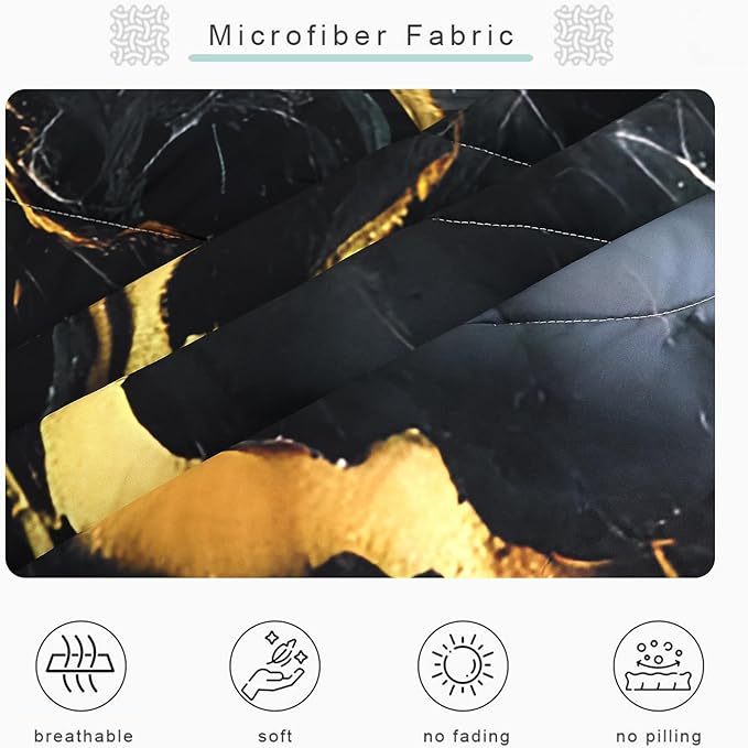 Black and Gold Comforter Set: Twin Size Black Marble Bedding Sets Abstract Marbling Quilts for Teens Kids Boys Modern Aesthetic Bed Set 1 Comforter & 1 Pillow Case