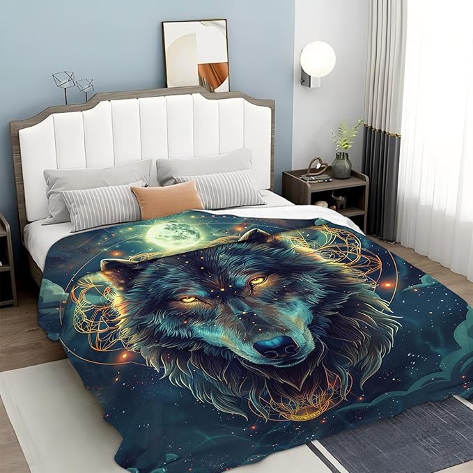 Tijuboni Wolf Throw Blanket Wolf Gifts for Girls Boys Women Men Kids Adults Soft Flannel Fleece Blanket for Couch Sofa Bed Home Decor 50"x60"