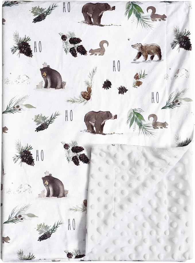david's kids Micro Fleece Minky Baby Blanket for Boys Girls with Double Layer and Soothing Raised Dots, Breathable and Soft Lightweight Receiving Blanket for Newborns, 30x40 Inches, Animals