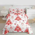 Feelyou Merry Christmas Comforter Set King Size Cute Snowman Bedding Set for Kids Boys Girls Cartoon Bowknot Duvet Quilt Christmas Tree Microfiber 3 Pcs with 2 Pillow Cases