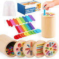 Wooden Montessori Toys for 1, 2,3 Year Old: 4 in 1 Fine Motor Skills Juguetes, Learning Color Matching Sorting Sensory - for Toddlers 15,18,24 Month