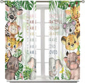 Cartoon Safari Animal Curtains Cute Watercolor Wildlife Jungle Window Treatments for Kids Boys Girls Bedroom Living Room Inspirational Motivational Quotes Nursery Children Drapes W42xL63