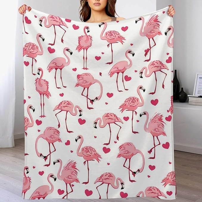 Flamingo Blanket for Girls, Women, and Kids - Soft Warm Cozy Fleece Throw for Couch, Sofa, Bed - Pink Gift for Flamingo Lovers - 60"x80"
