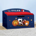 DIBSIES Personalized Creative Wonders Toy Box, Sports, 30 x 19.25 x 18 inches, Soft-Close Lid (Blue)