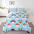 Feelyou Merry Christmas Comforter Set All Season Santa Claus Bedding Set with 2 Pillow Cases Deer Penguin Microfiber Kids Queen Bedclothes Snowman Bedroom Decor Duvet Quilt Breathable Soft Lightweight